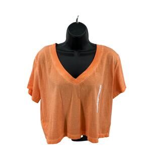 Wild Fable Crop Top WMNS Large Orange V-neck Short Sleeve Cropped T-shirt Relax